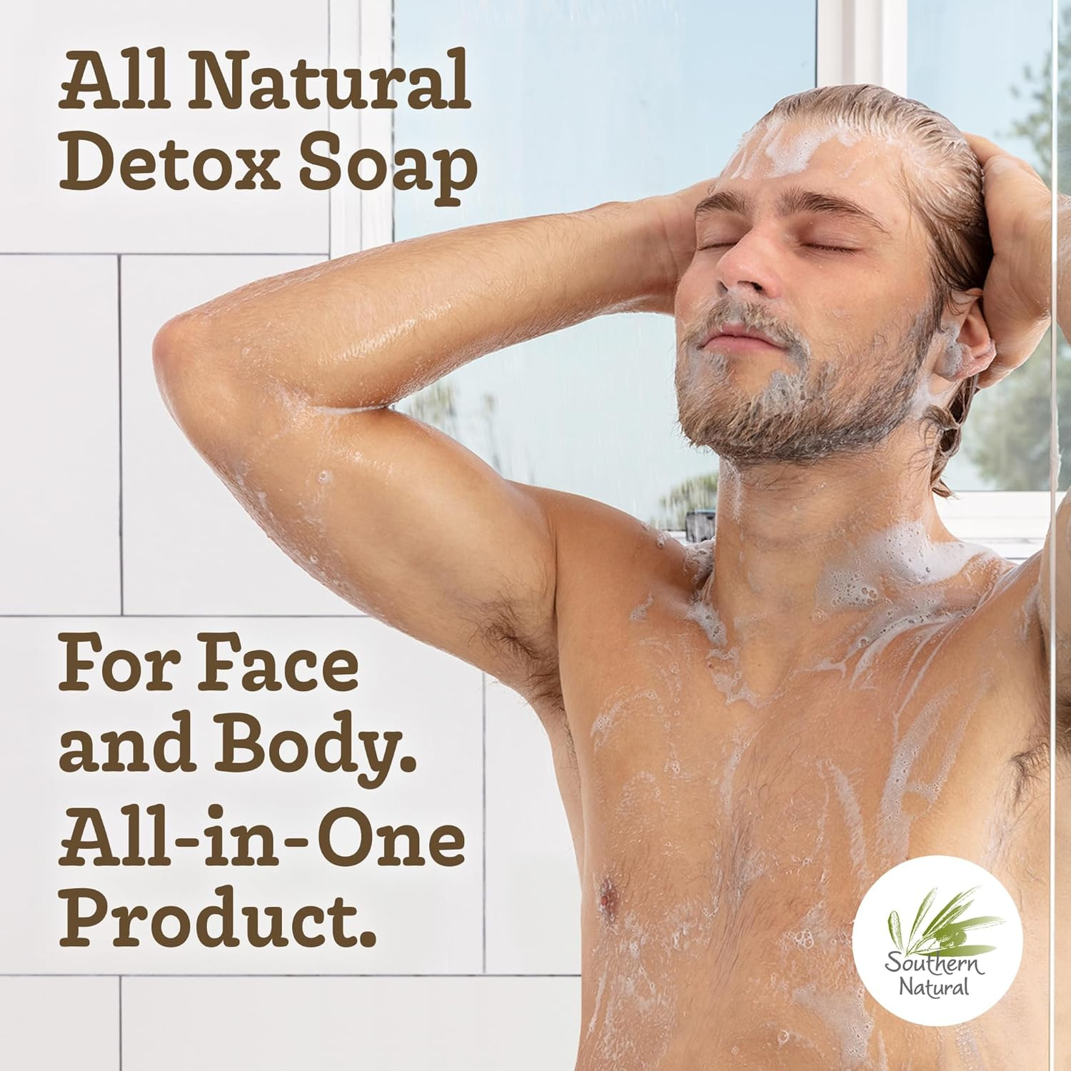 Southern Natural Activated Charcoal Soap Bar (3 Pack) Face and Body Soap for Sen