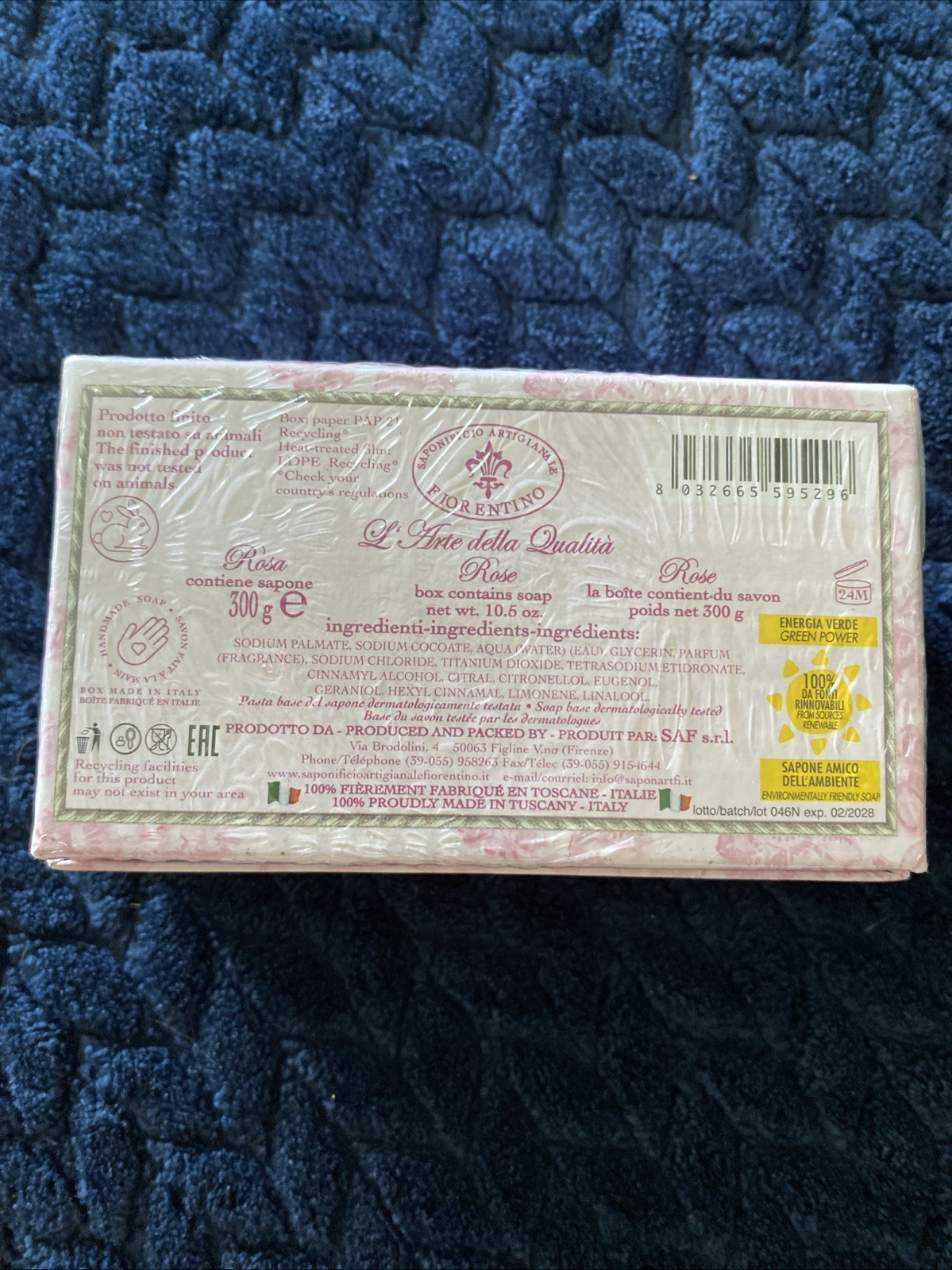 Saponificio Artigianale Fiorentino Italian Rose Garden Soap 10.5Oz New Exp. 2028