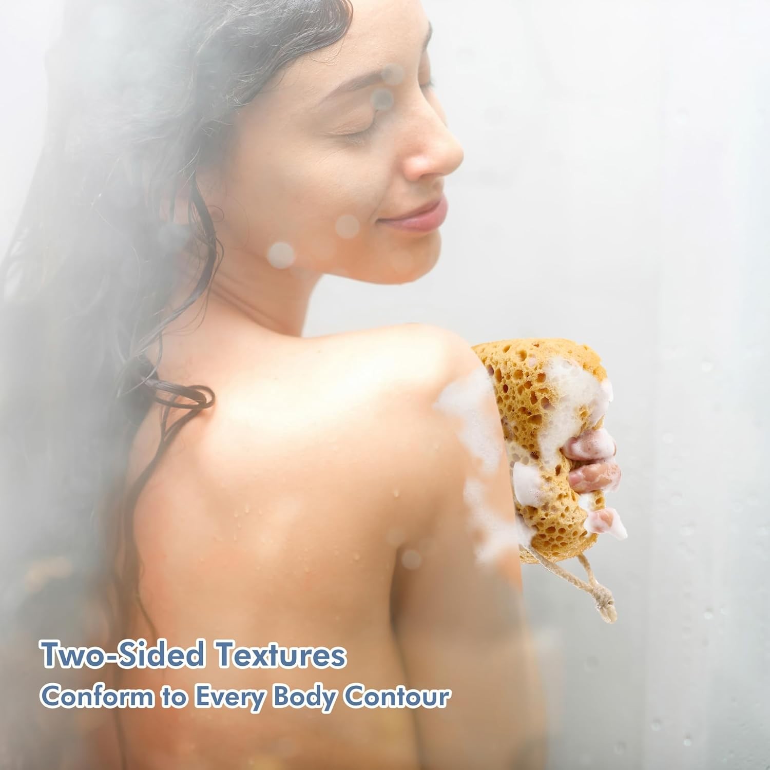 Sponges Bath, 2Pcs Larger Shower for Women Men, Exfoliating Brown
