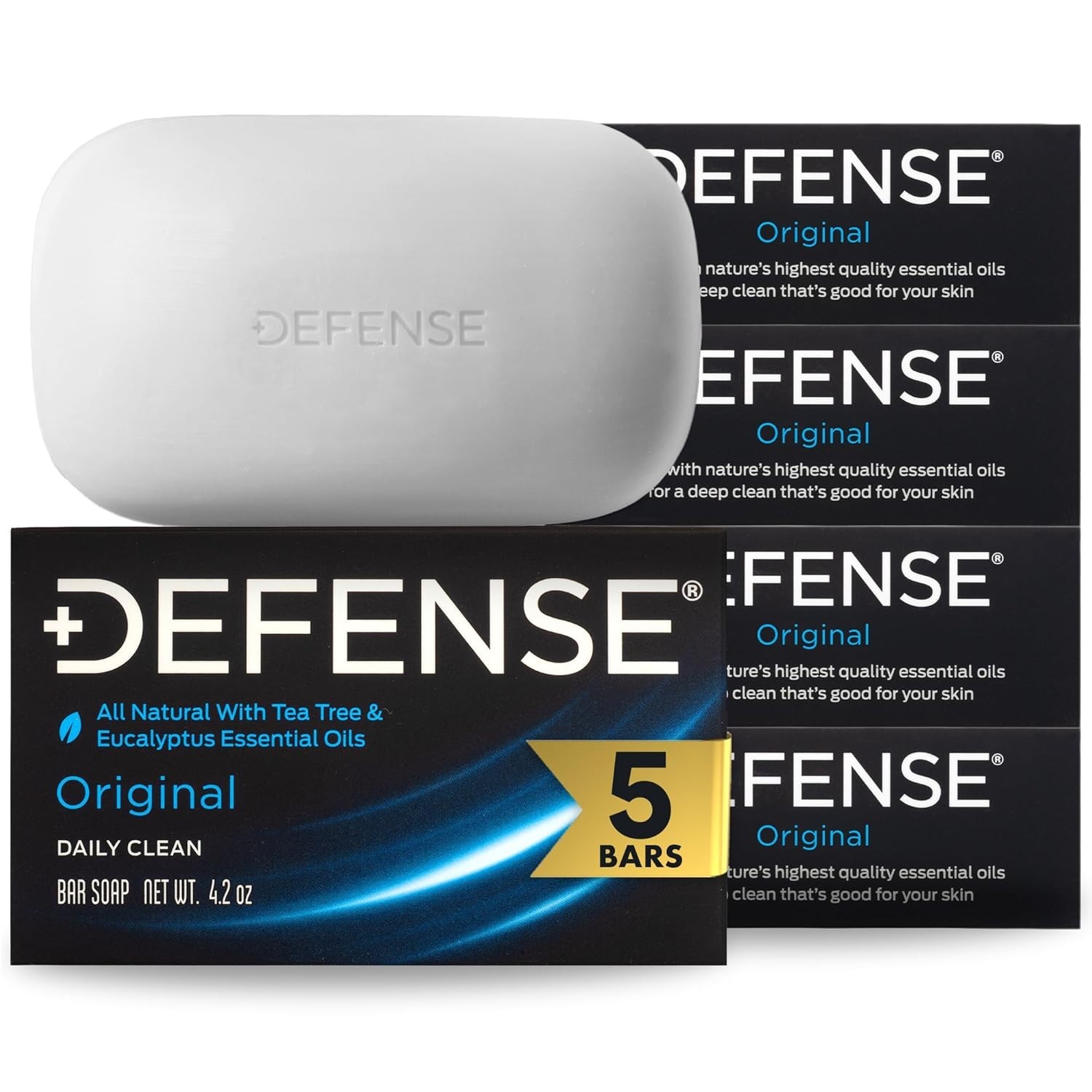 Defense Soap Tea Tree Bar Soap All Natural Eucalyptus Oil Men Skin (5 Pack)