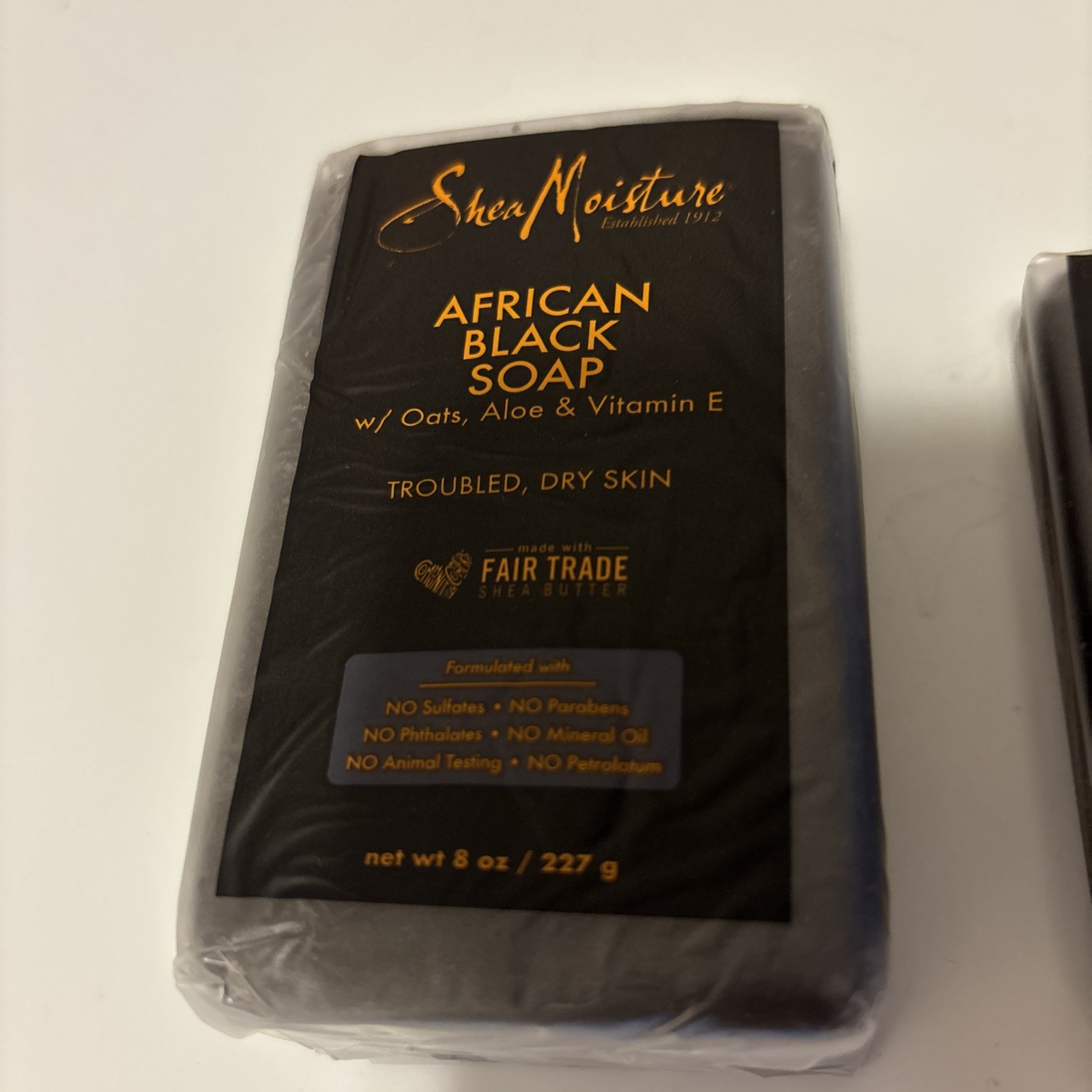 Two SheaMoisture African Black Soap Bar Troubled Dry Skin 8 Oz & 3.5 Oz