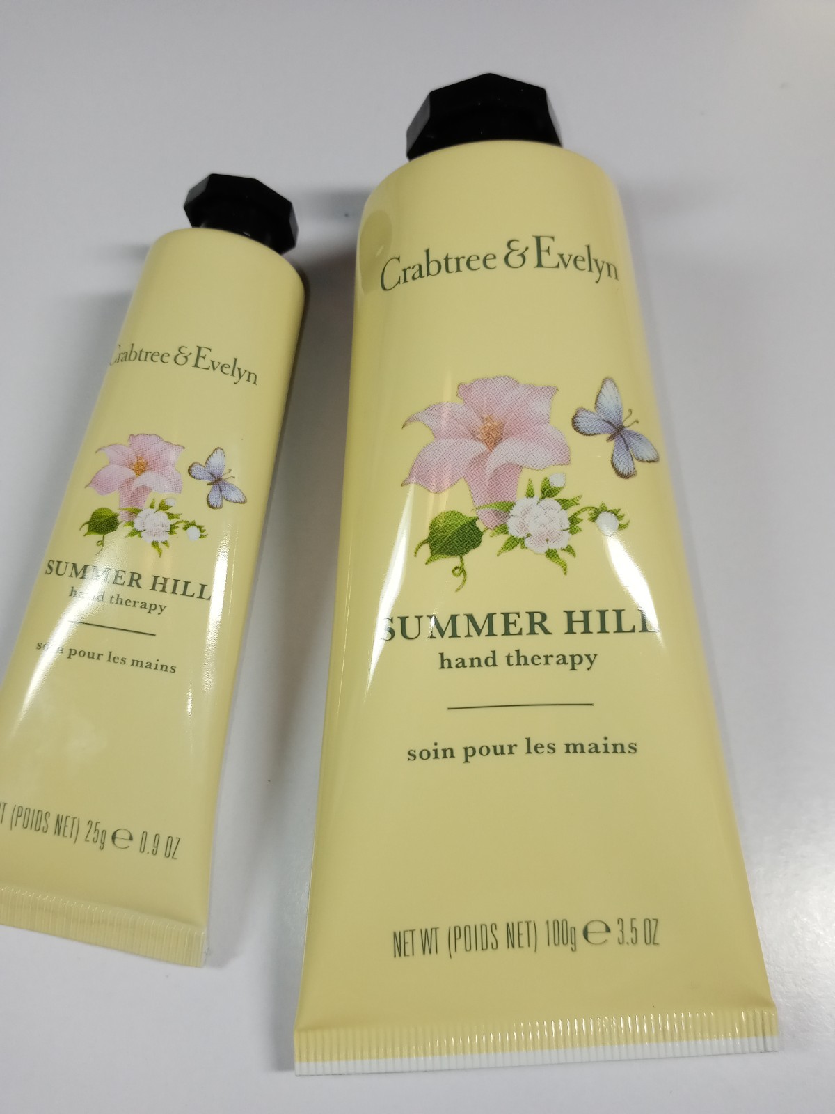 Crabtree & Evelyn Lot of 2 Summer Hill Hand Therapy 100g/3.5oz & 25g/0.9oz