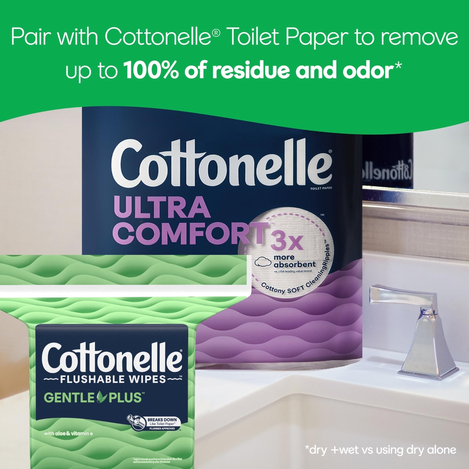 Cottonelle GentlePlus Flushable Wet Wipes with Aloe & Vitamin E, 1 Refill Pa…
