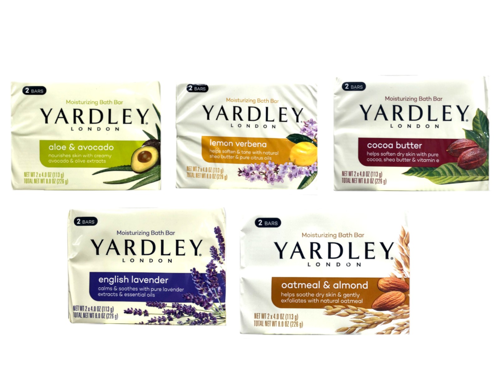 Yardley London Soap Bath Bar Bundle – Pack of 10 Bars, Two Of Each