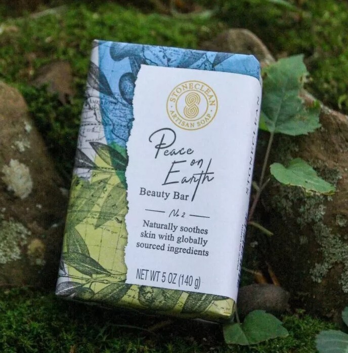 NEW! STONECLEAN Artisan (2-PACK) 5 Oz. Bar ●PEACE ON EARTH● Organic Beauty Soap.
