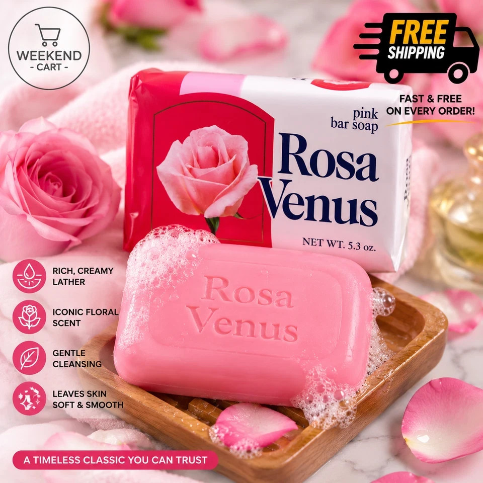 6 Pack Rosa Venus Pink Soap Bars 3.5 oz Rich Lather Bath Soap