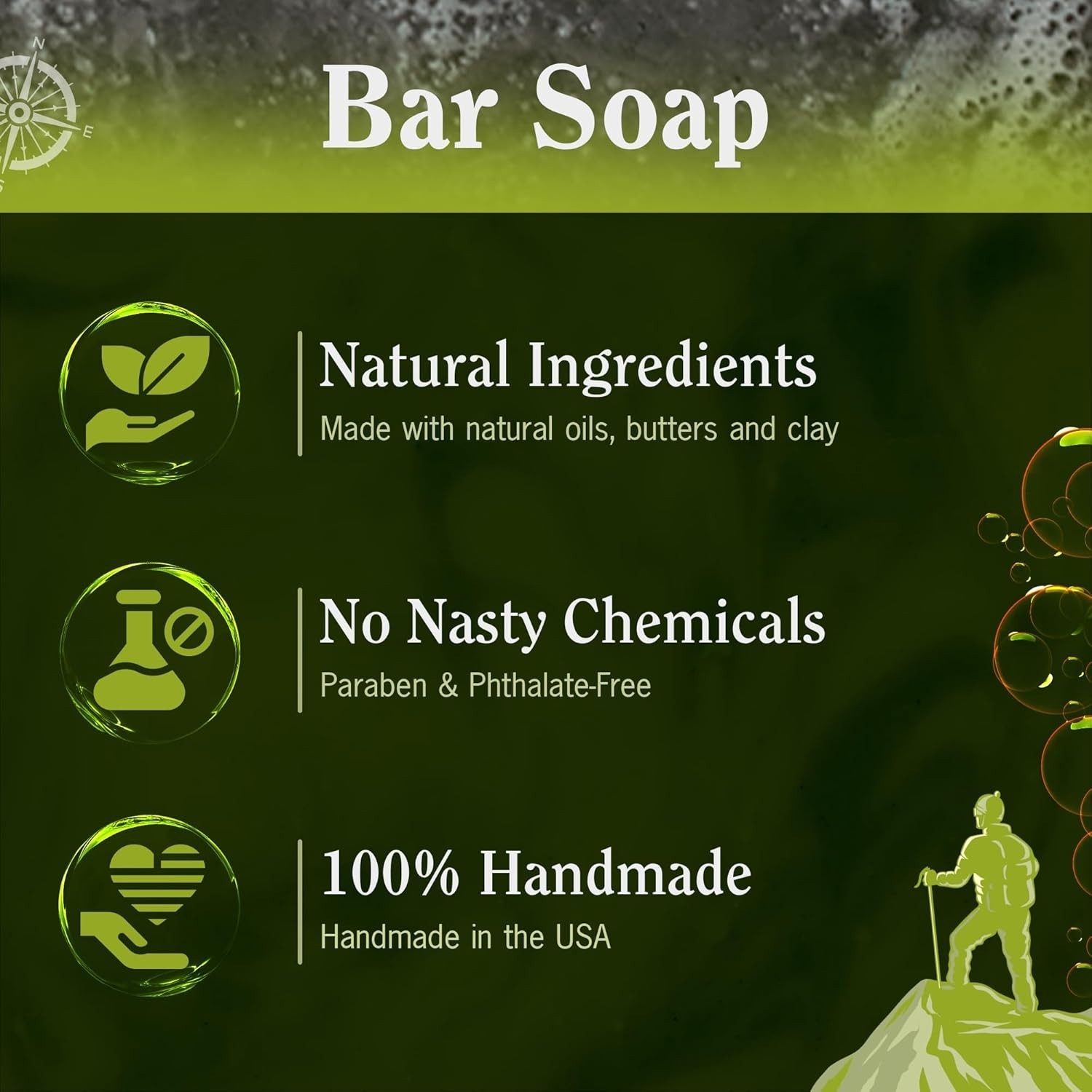 CompassSoap Natural Bar Soap Set – 5 Oz Exfoliating Luxury for All Skin Types