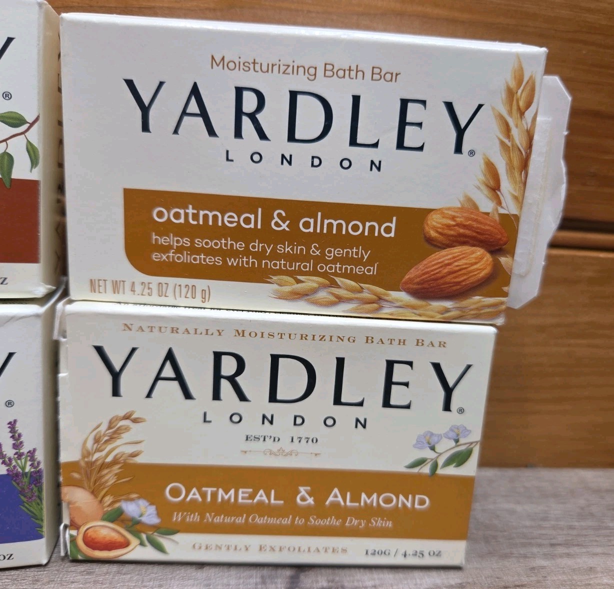 New Lot of 4 Yardley London Bar Soap Cocoa Butter, Lavender Oatmeal & Almond