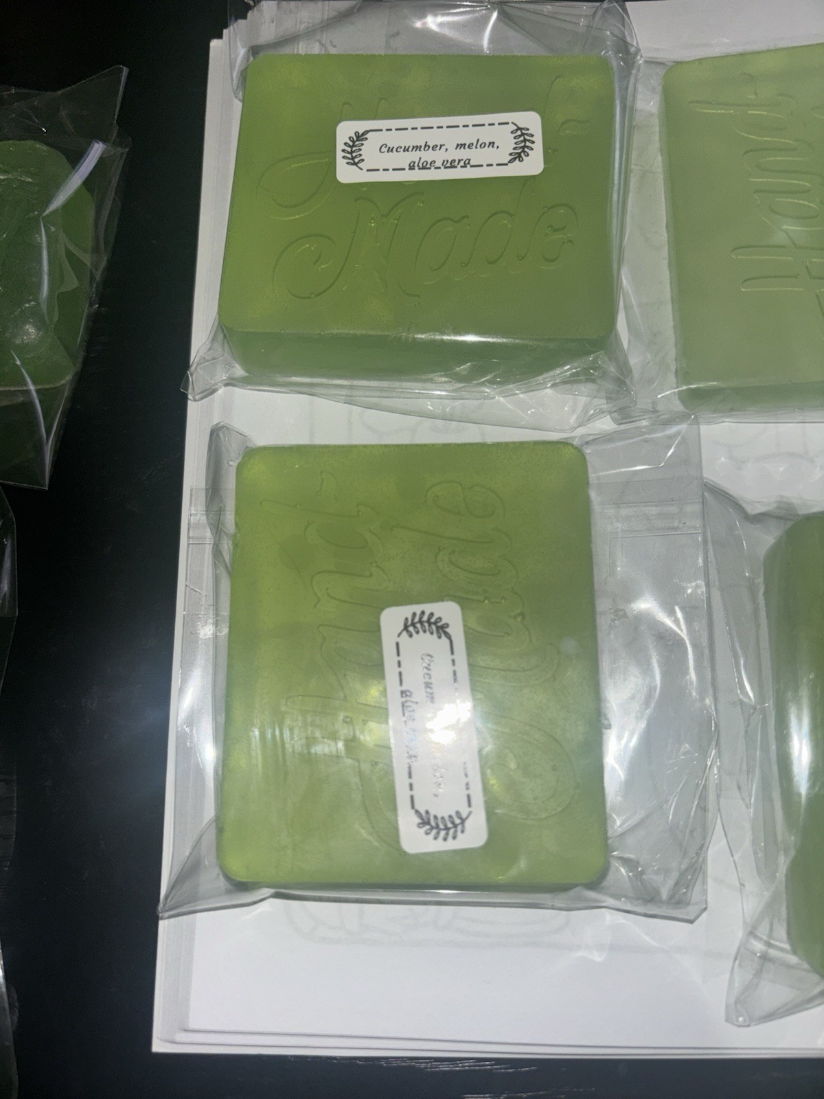 Cucumber Melon Aloe Vera Scent Body Bar Soap Green Rectangular Unisex