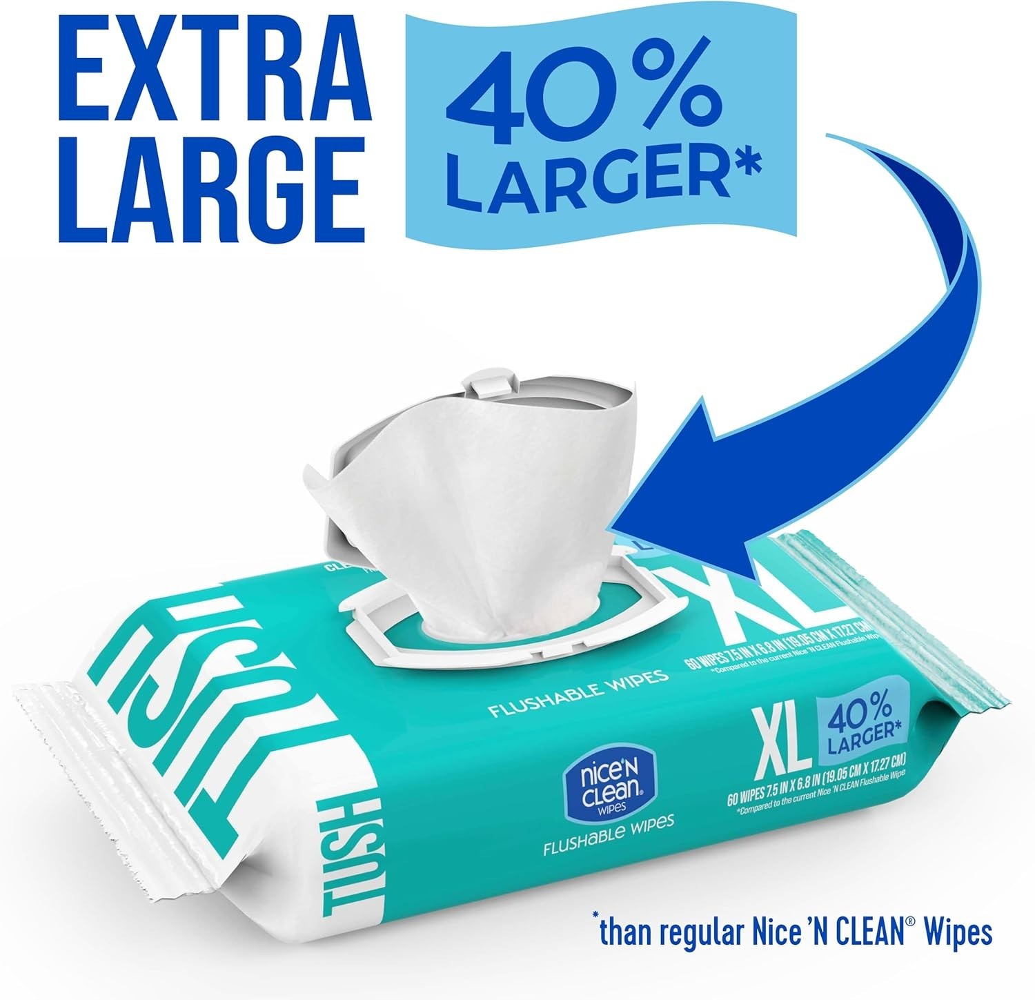 Hypoallergenic XL Flushable Wipes | 6.8″ x 7.5″ | Gentle Care for All Ages