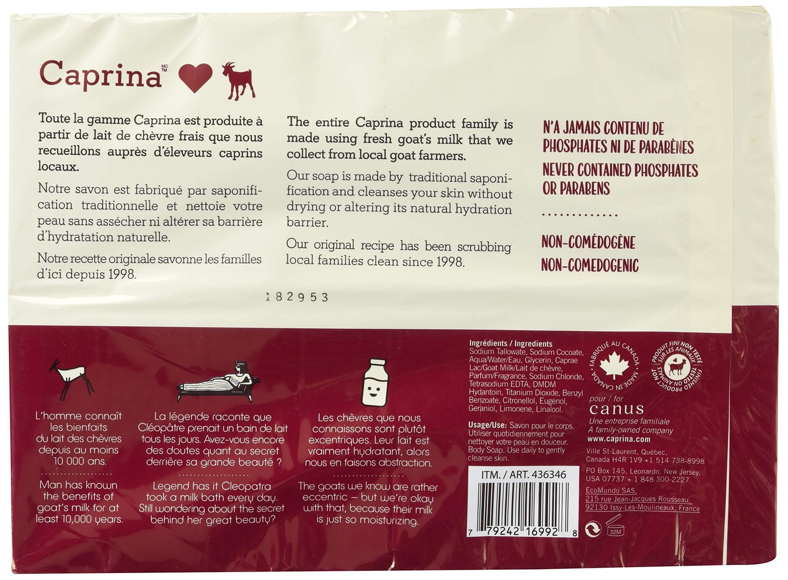Caprina Canus Original Formula Fresh Goat’s Milk Soap, 16 bars