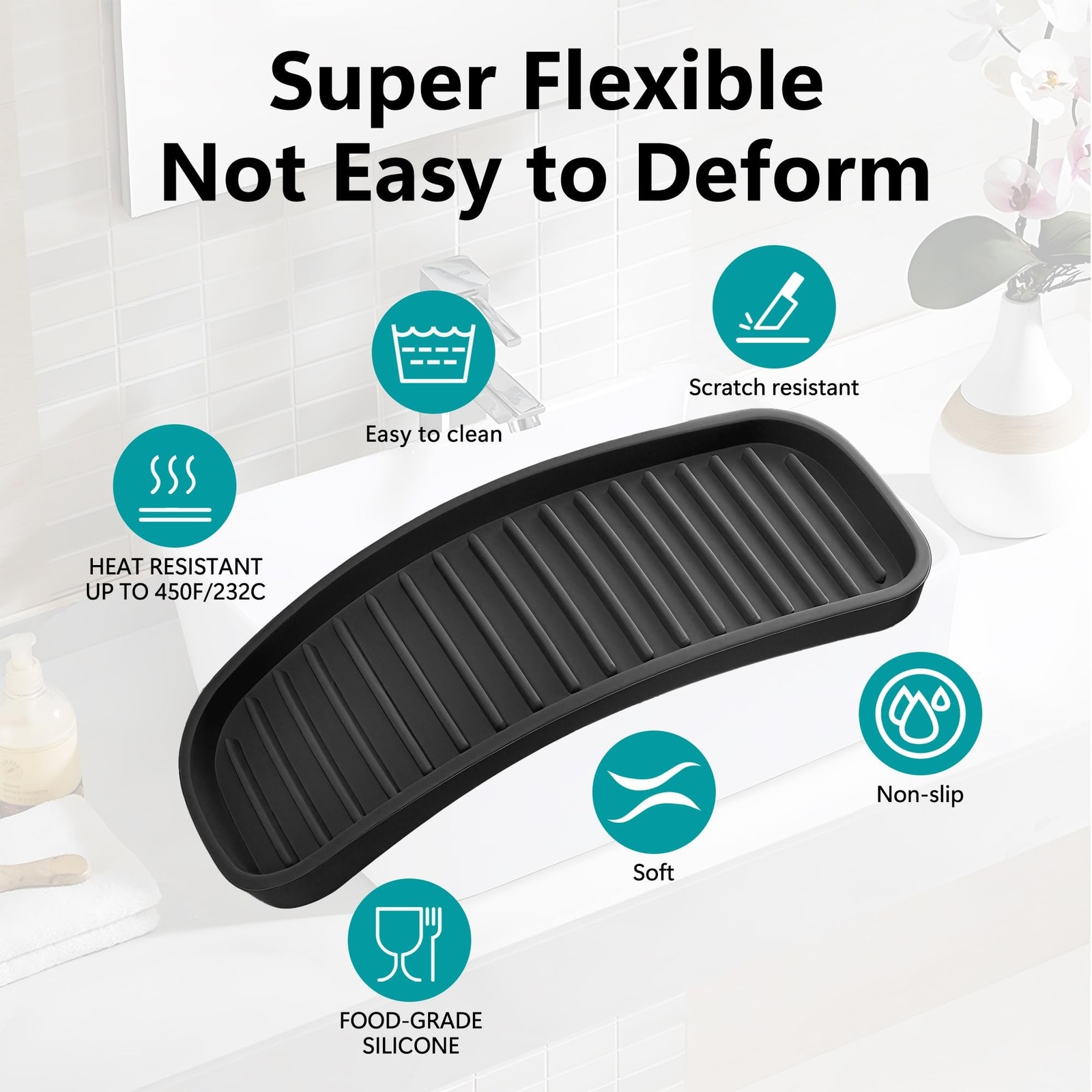 Silicone Sponge Holder for Kitchen Sink – Kitchen Soap Tray & Sponge Tray | S…