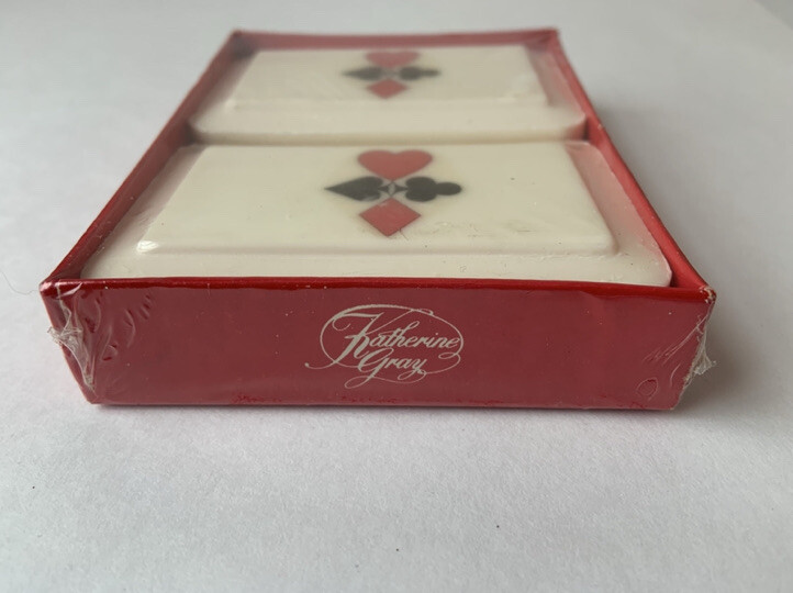 Vintage KATHERINE GRAY, INC. Soap French Milled Decal Boxed Four Suits Spades