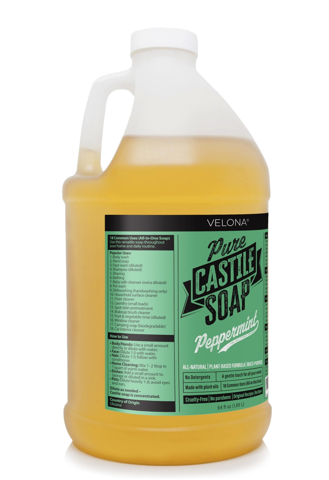 Pure Castile Soap – 64 Fl oz | Mild & Gentle | , Hand, Hair, Body Wash, Laund…