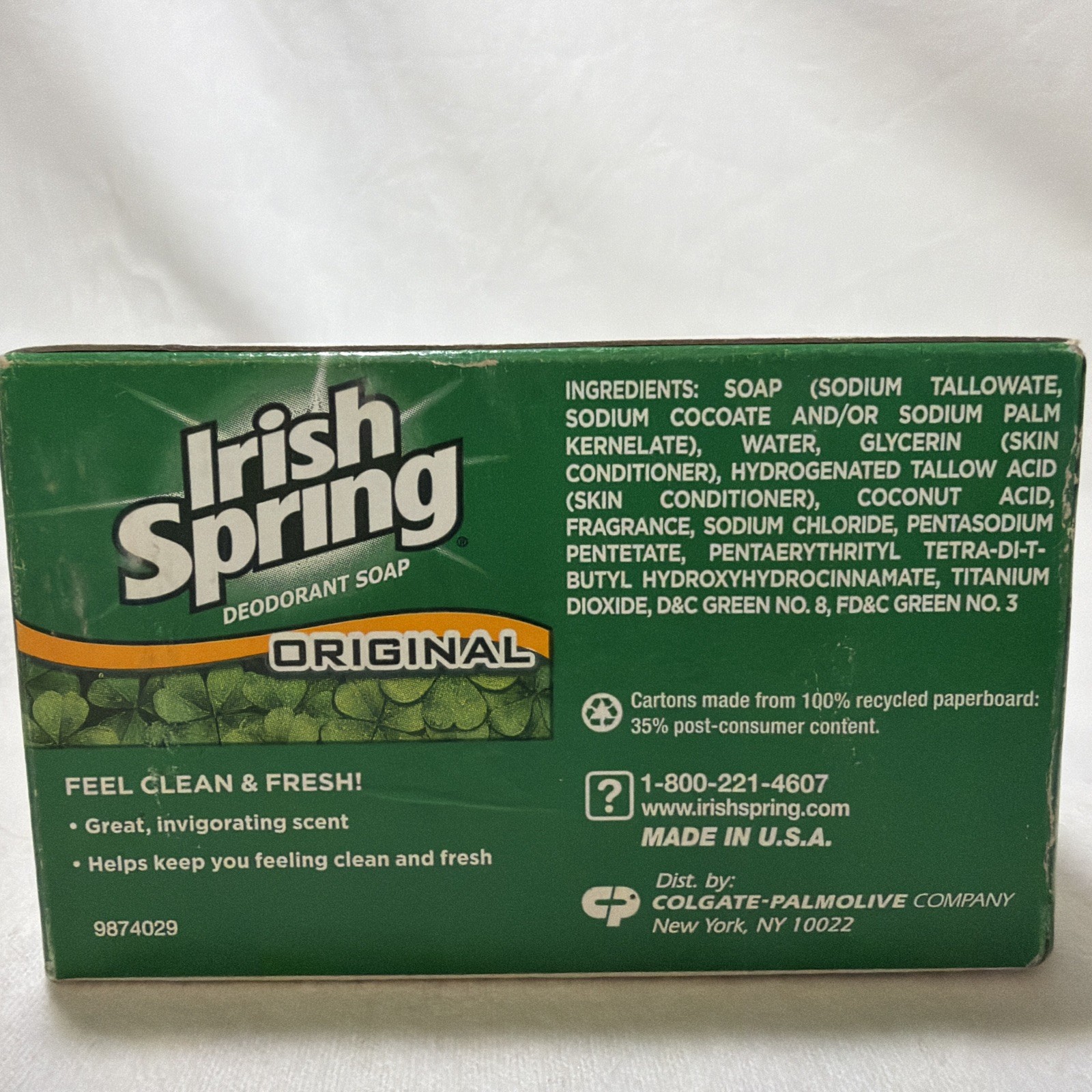 Vtg Irish Spring Original Soap Old Formula No Flaxseed Oil 3.7oz 4oz Bar