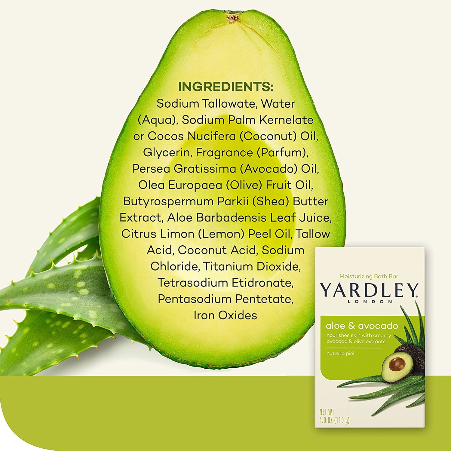 Yardley London Moisturizing Soap Aloe & Avocado 2 x 4oz Bars – Pack of 5