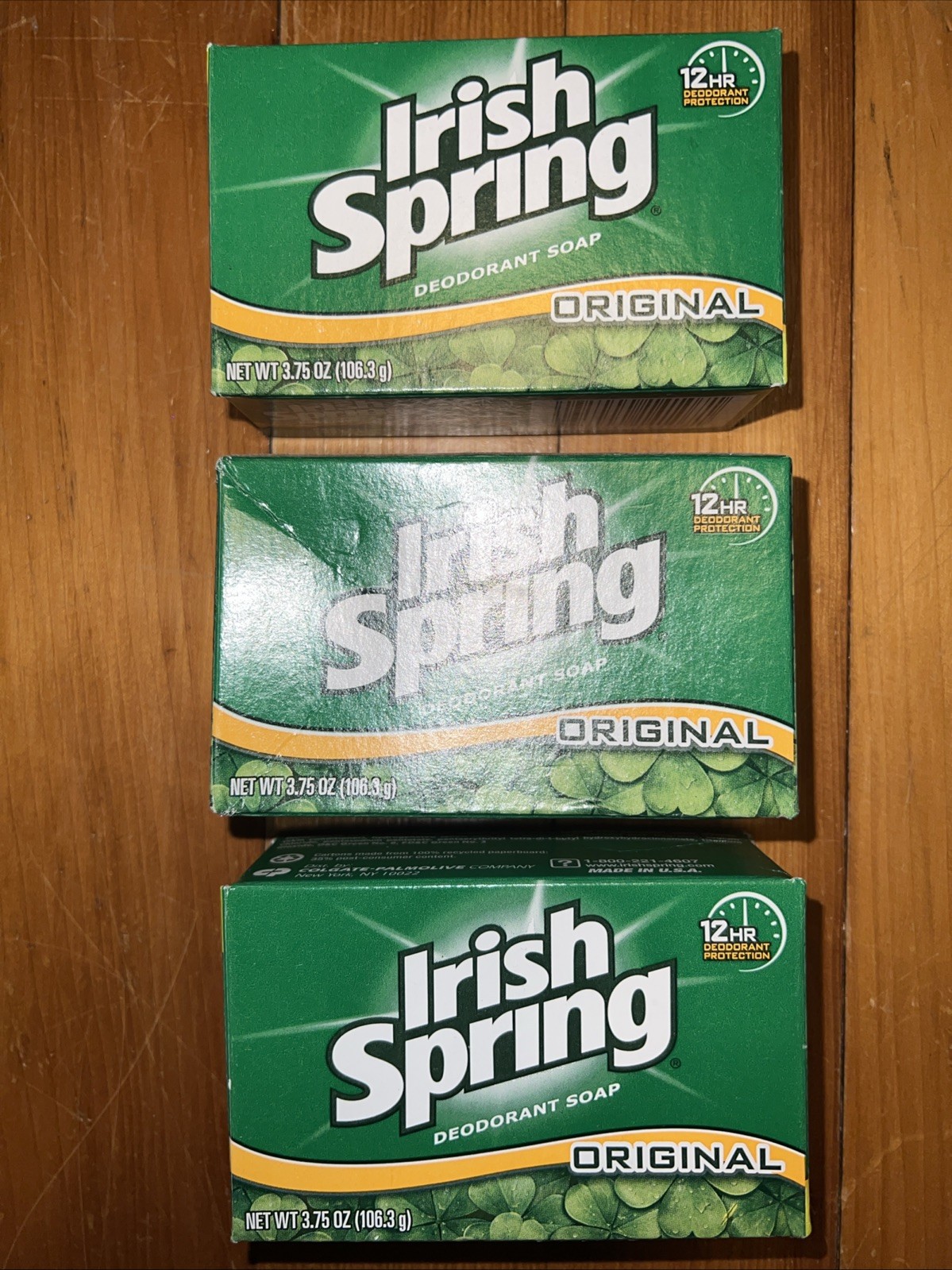 Irish Spring Original Deodorant Soap Bar, Original Scent, 3.7 oz Green