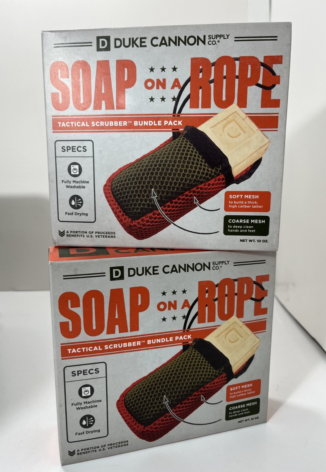 (2) Duke Cannon Soap On a Rope Tactical Scrubber Pouch + OAK BARREL BOURBON Soap