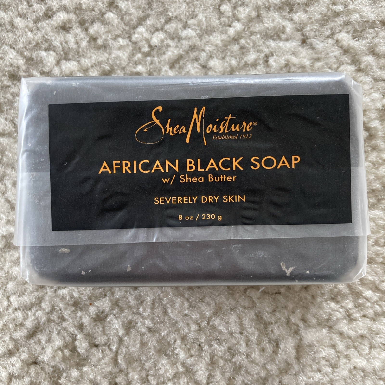 Shea Moisture African Black Soap w/ Shea Butter For Troubled, Dry Skin 8oz