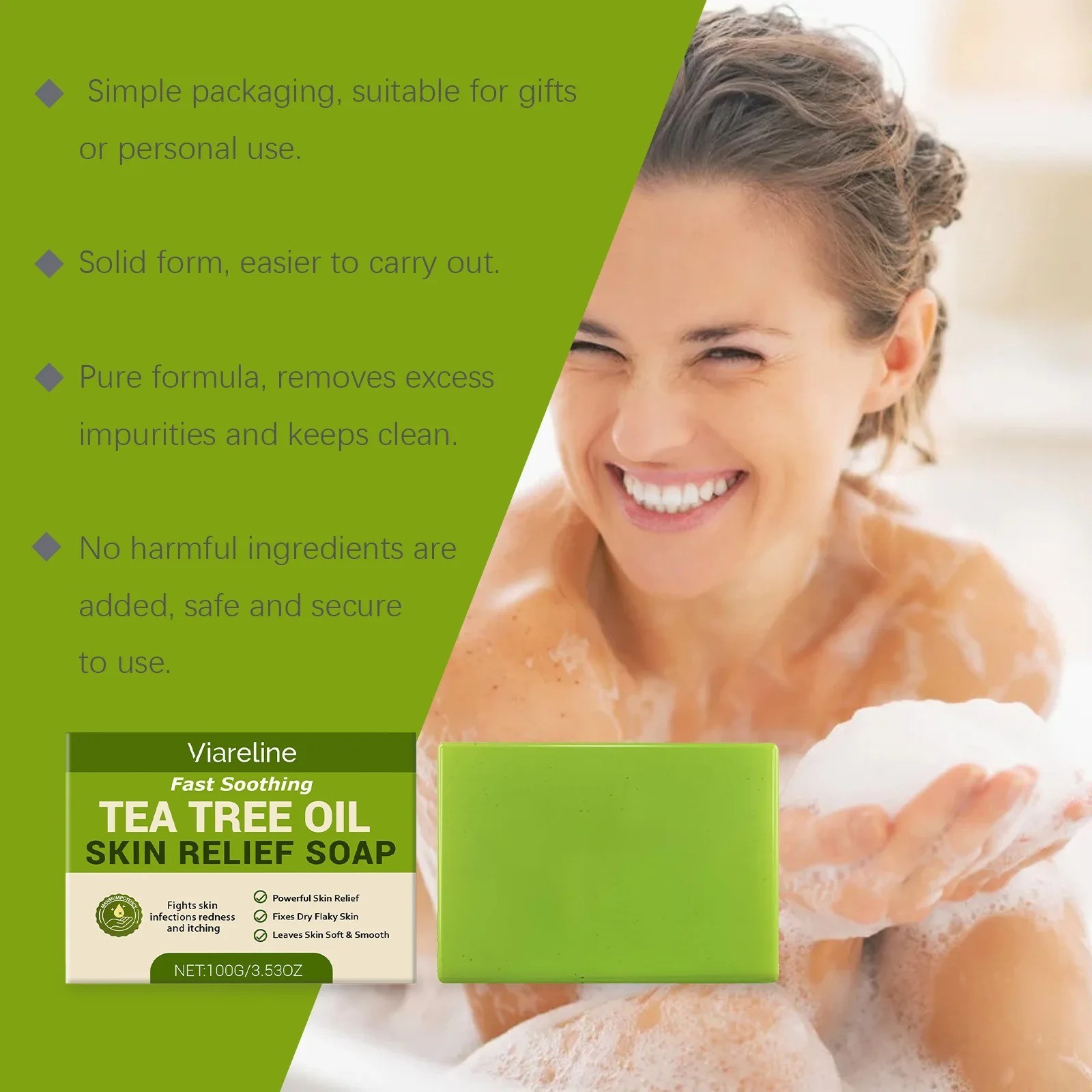 1/2/3X Relief Soap Bar, Loravey Tea Tree Oil Soap,Natural Soaps for Healthy Skin