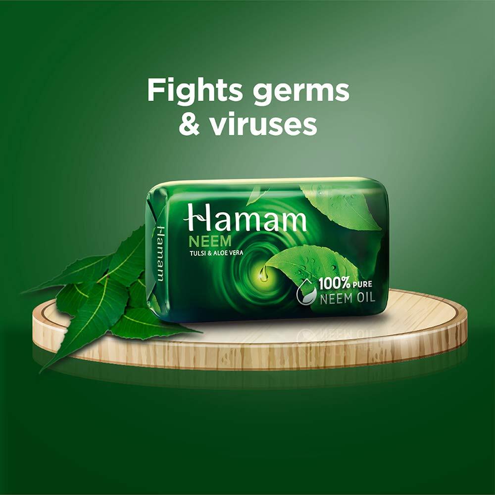 Hamam Neem, Tulsi & Aloe Vera Ayurvedic Soap Bar – Pack of 3 -Free Ship