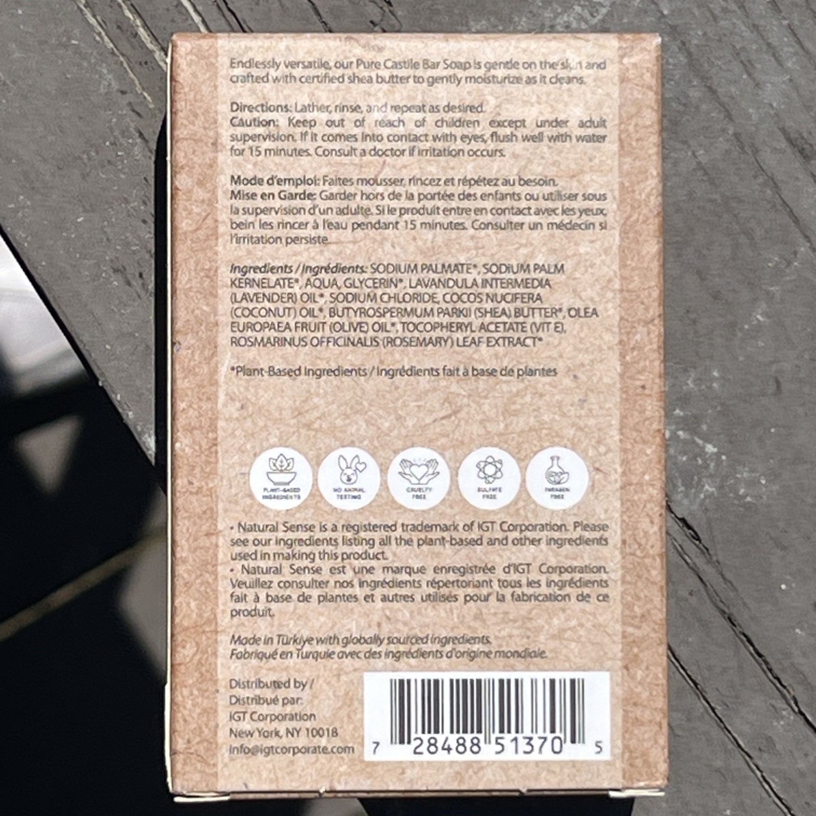 Natural Sense 4 Pack Pure Castile Lavender Soap 5oz Plant Based Yuka 98/100