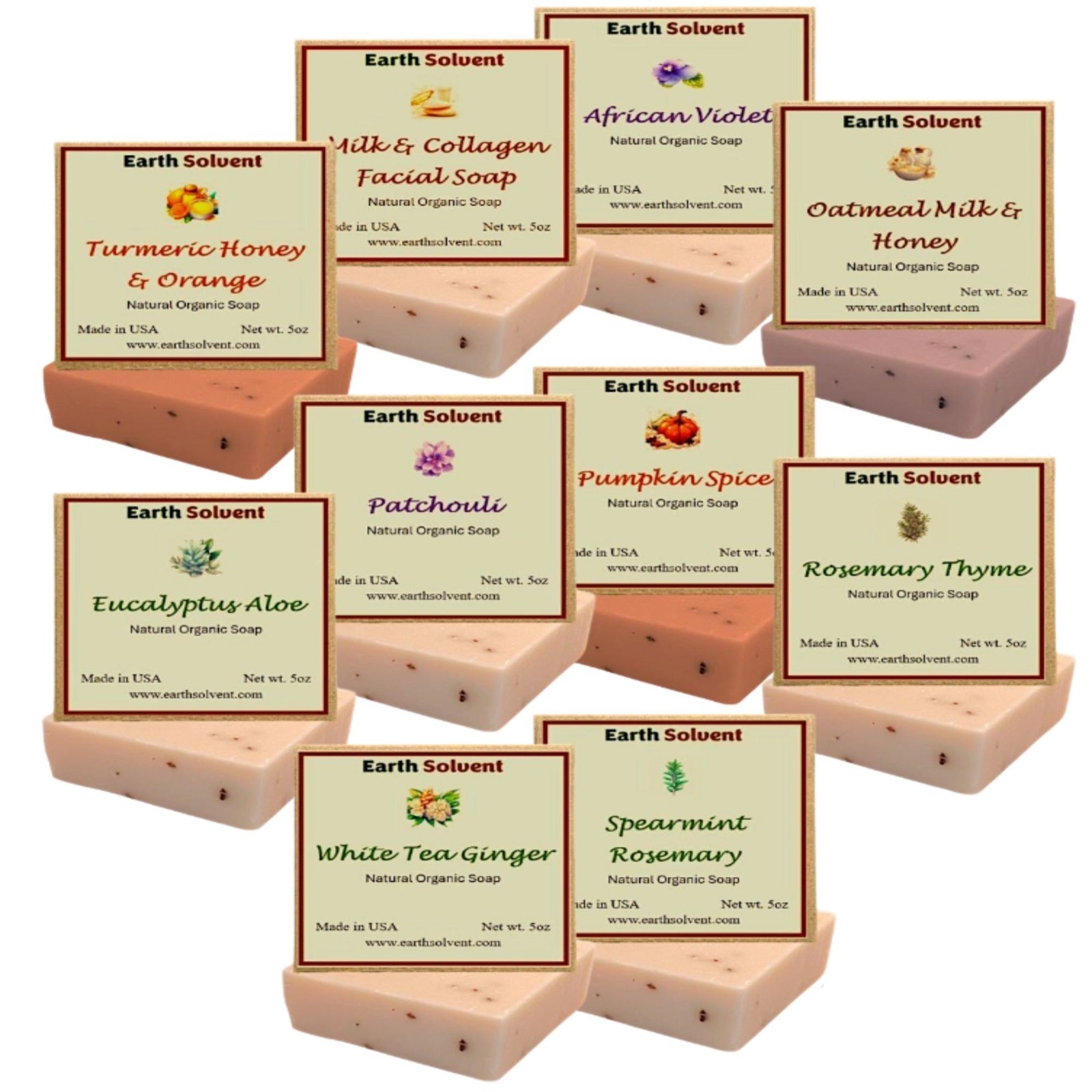 Bar Soaps Natural Organic Soap Bars Made in USA 5oz each Pack of 3