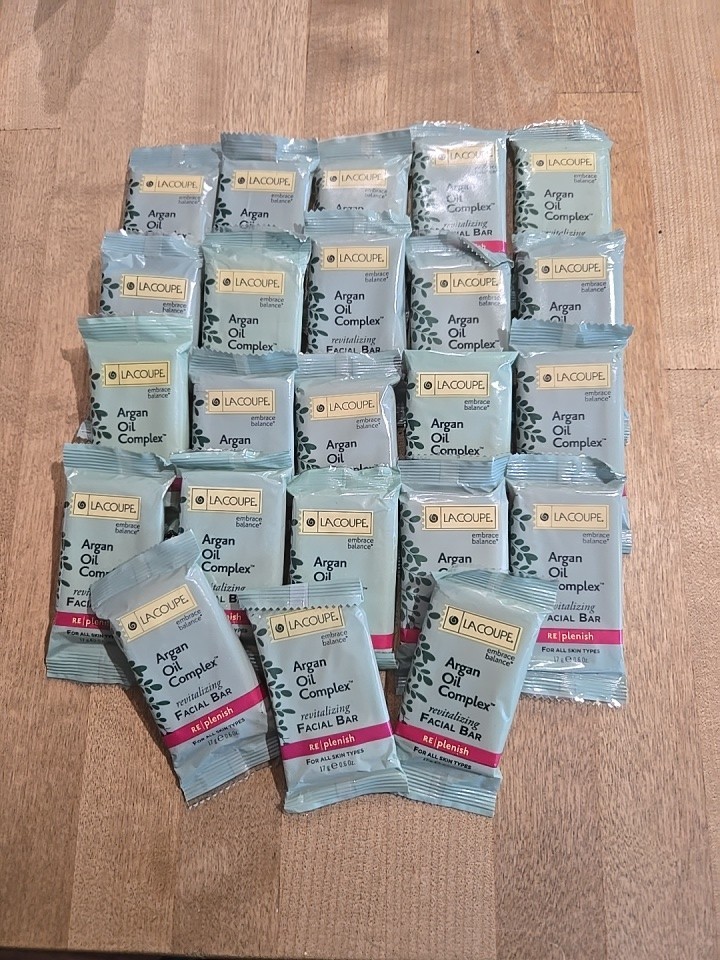 LOT of 23 – LaCoupe Argan Oil Facial Bar – travel size face soap .6 oz / 17g