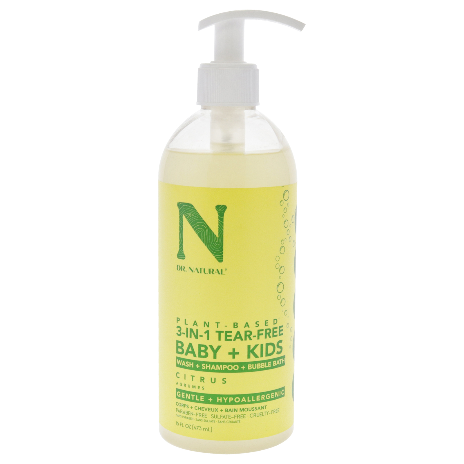 3-in-1 Tear-Free Baby Plus Kids Soap – Citrus by Dr. Natural for Kids – 16 oz