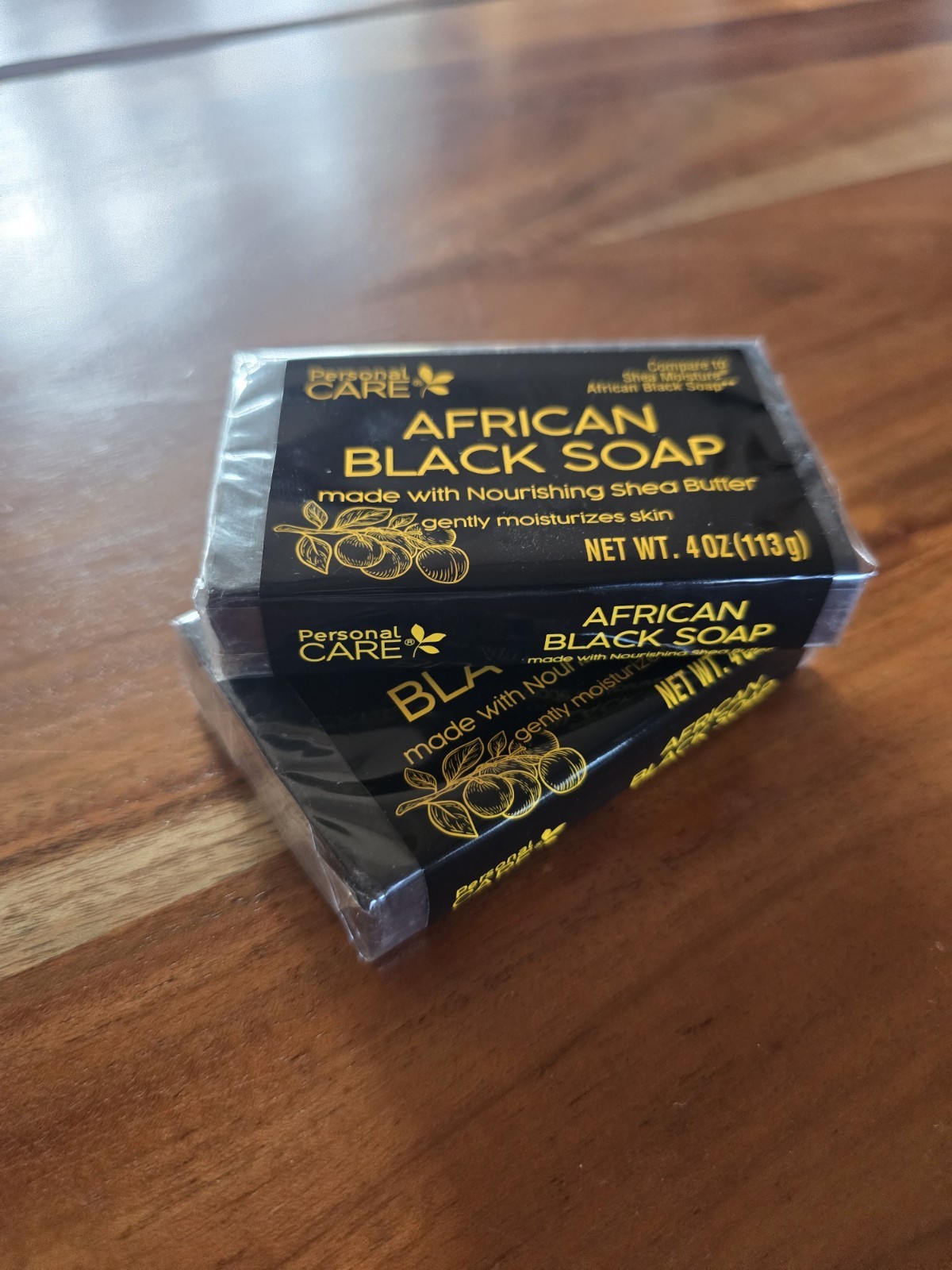2pk Personal Care African Black Soap With Shea Butter 4oz Bar New