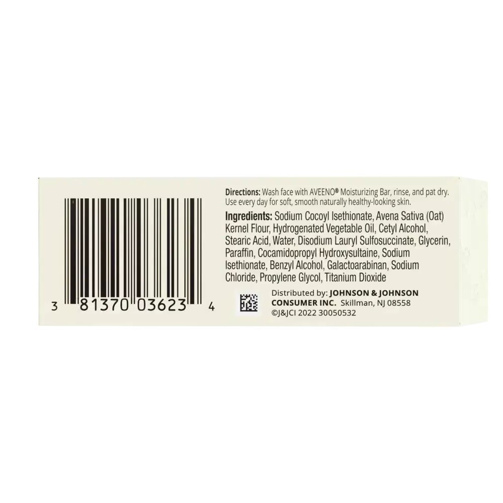 AVEENO Moisturizing Bar Soap Fragrance Free Face Cleansing Bar Soap 3.5 oz