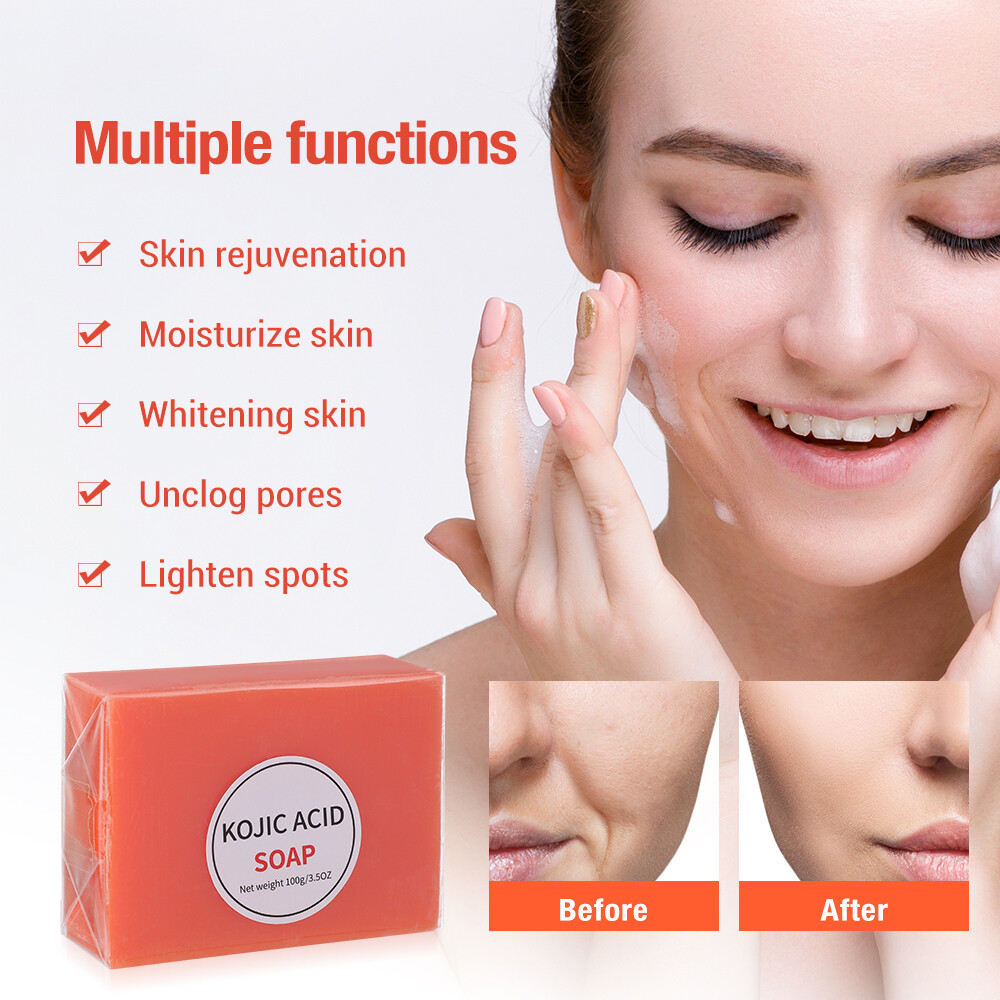 2PCS Kojic Acid Soap Dark Cleansing Whitening Bleaching Lightening Face & Body