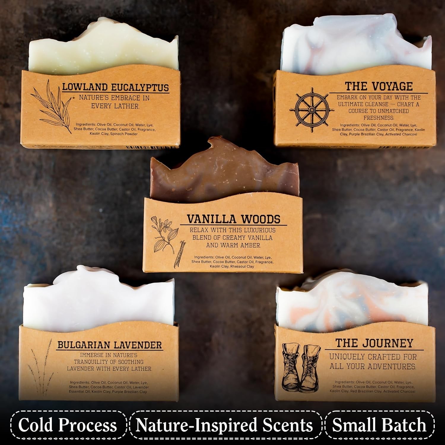 CompassSoap Natural Bar Soap Set – 5 Oz Exfoliating Luxury for All Skin Types