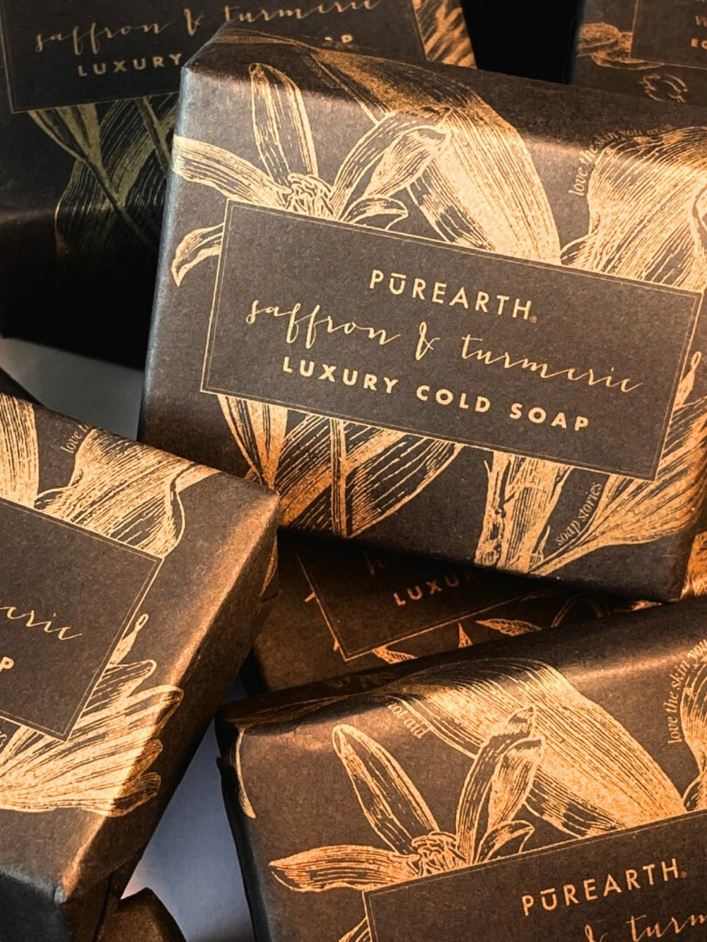 Purearth Turmeric & Saffron Luxury Cold Process Soap Brightening Bath Bar | 120g