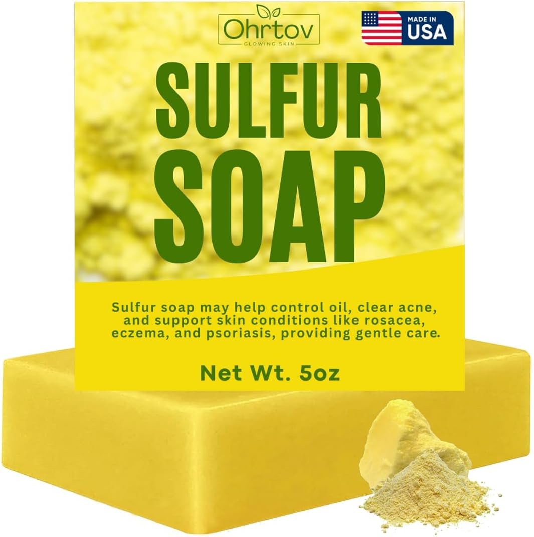Sulfur Soap Bar – Sulfur Face & Body Wash for Acne – Sulphur Exfoliating Facial