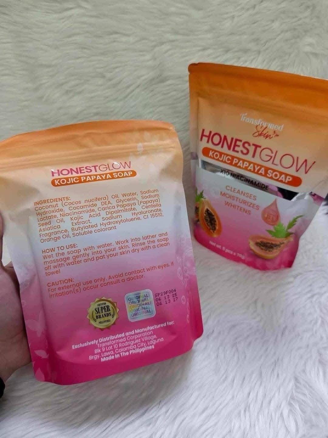 Honest Glow Kojic Papaya Soap X10 Niacinamide (5Pcs X 70g)