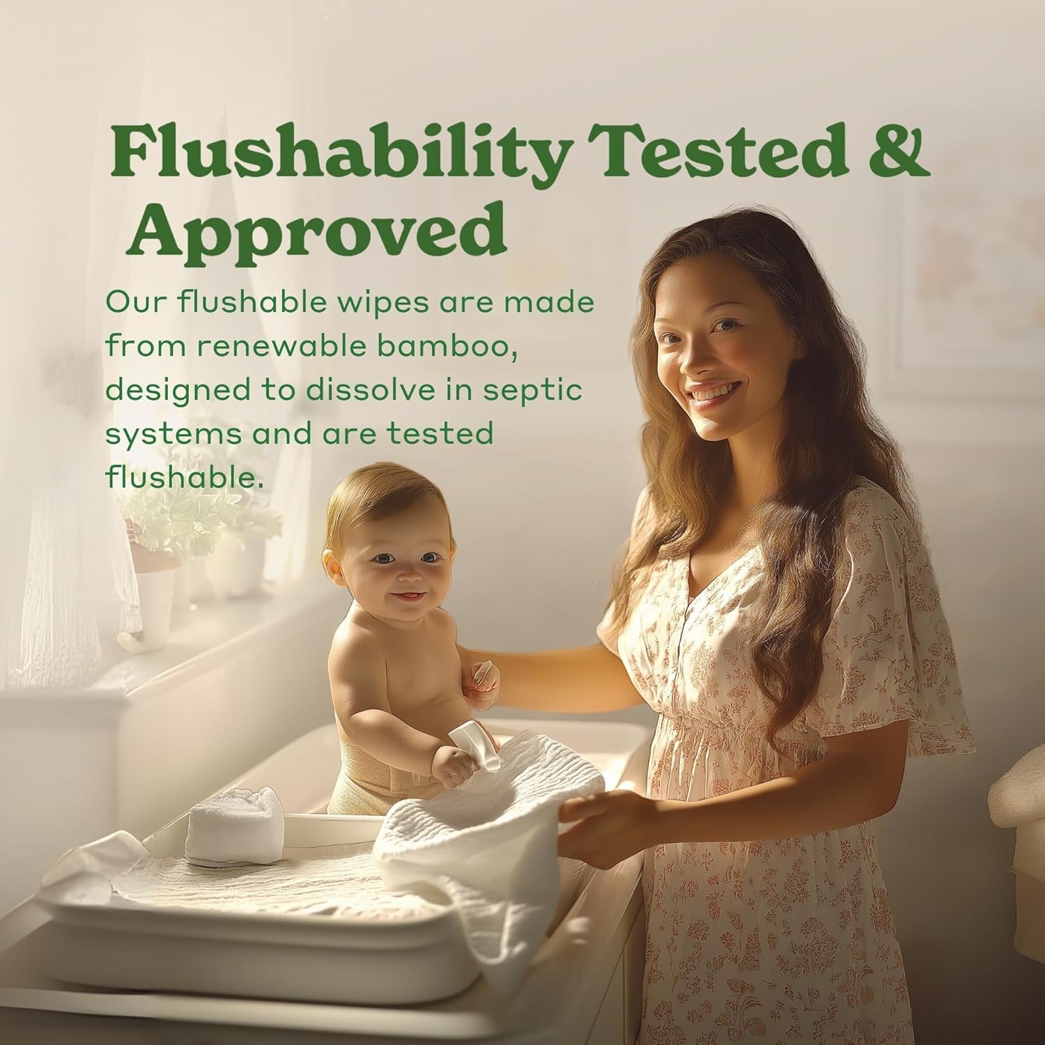 180 Count Certified Flushable Wipes – Chemical-Free & Eco-Friendly Bamboo Care