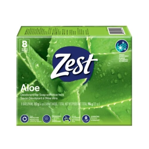 Zest Bath Bar 8PK Soothing Aloe – Pack of 3