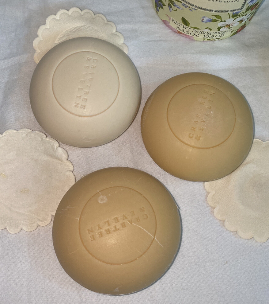 Vintage Crabtree & Evelyn SUMMER HILL SCENTED BATH SOAP BARS Set of 3x100g NEW