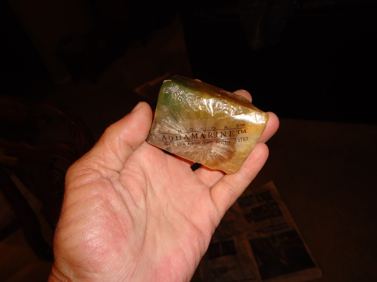 UNIQUE RARE ECHOSOAP AQUAMARINE 5.40 OZ. Mineral Hand Body Soap Rock Palm Stone