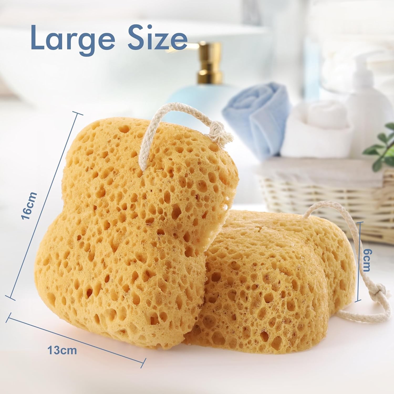 Sponges Bath, 2Pcs Larger Shower for Women Men, Exfoliating Brown