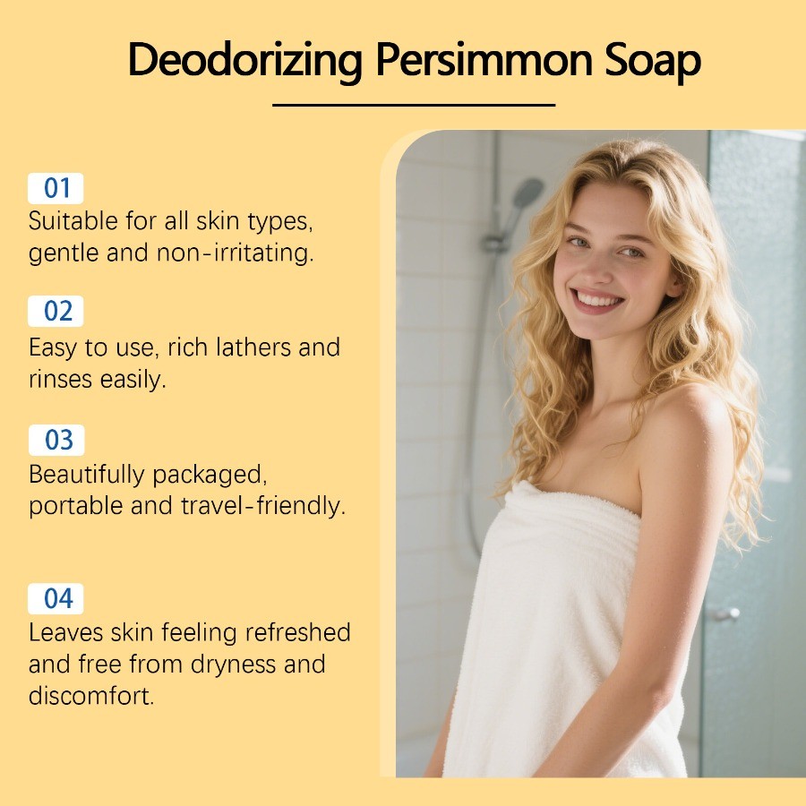 1~3PCS Persimmon Soap Bar Body Odor Control Deodorant Soap for Men&Women 2026NEW