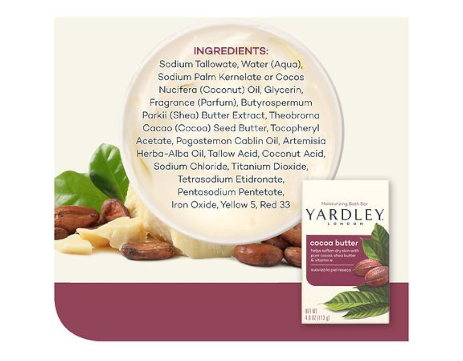Yardley London Moisturizing Soap Cocoa Butter 2 x 4oz Bars – Pack of 3