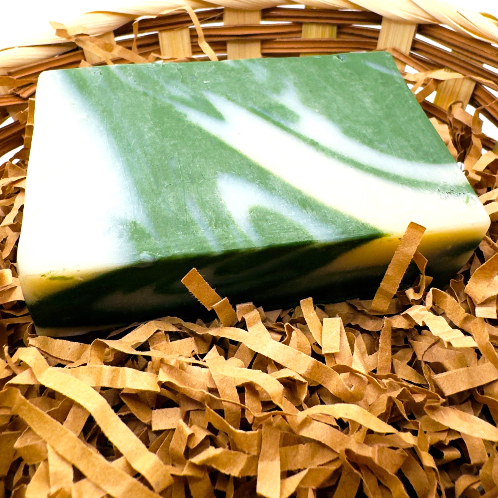 Handmade natural Soap Bar 4.8oz Green Swirl Charcoal Forest Veil Cascade scent