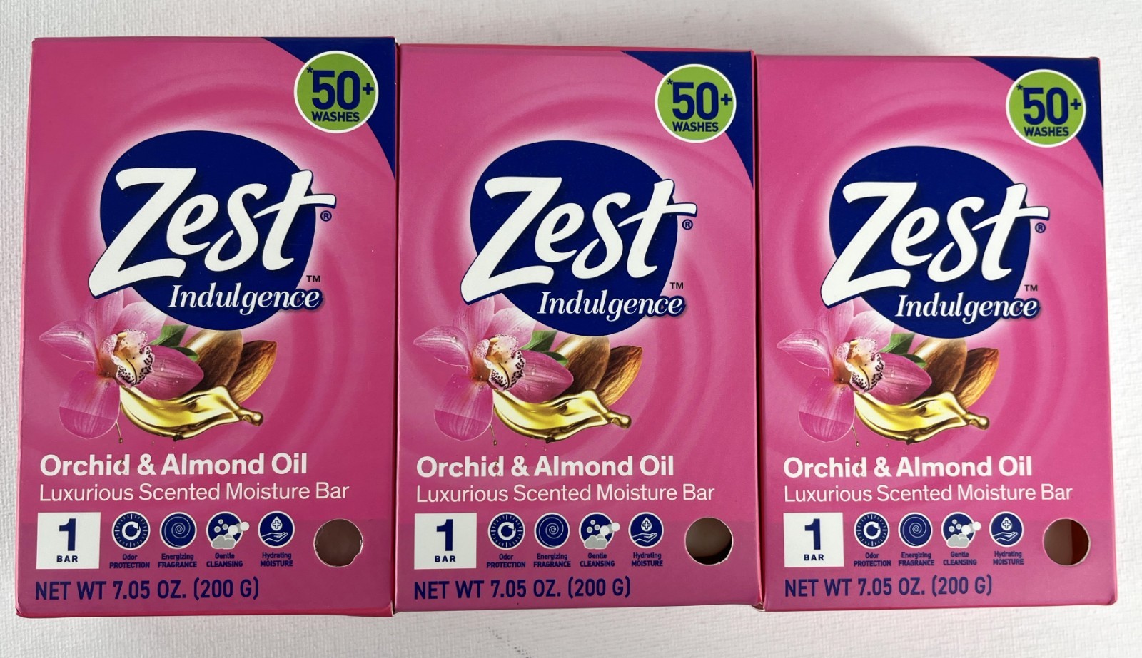 Zest Indulgence Orchid & Almond Oil Bar Soap 7.05oz Moisture Bars Lot of 3