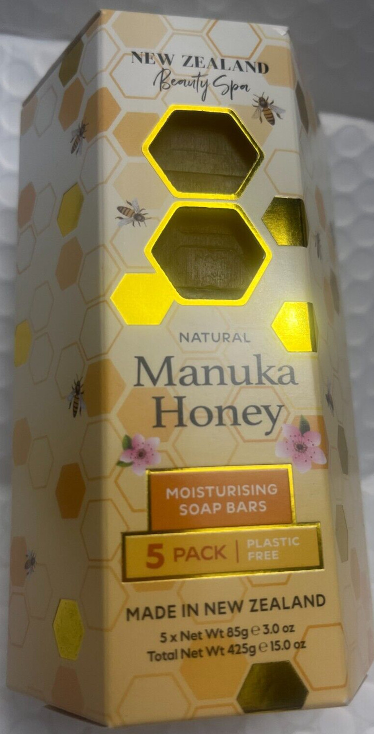 NEW ZEALAND BEAUTY SPA NATURAL MANUKA HONEY (5PACK )MOISTURIZING BARS 5X 3.0 ,OZ