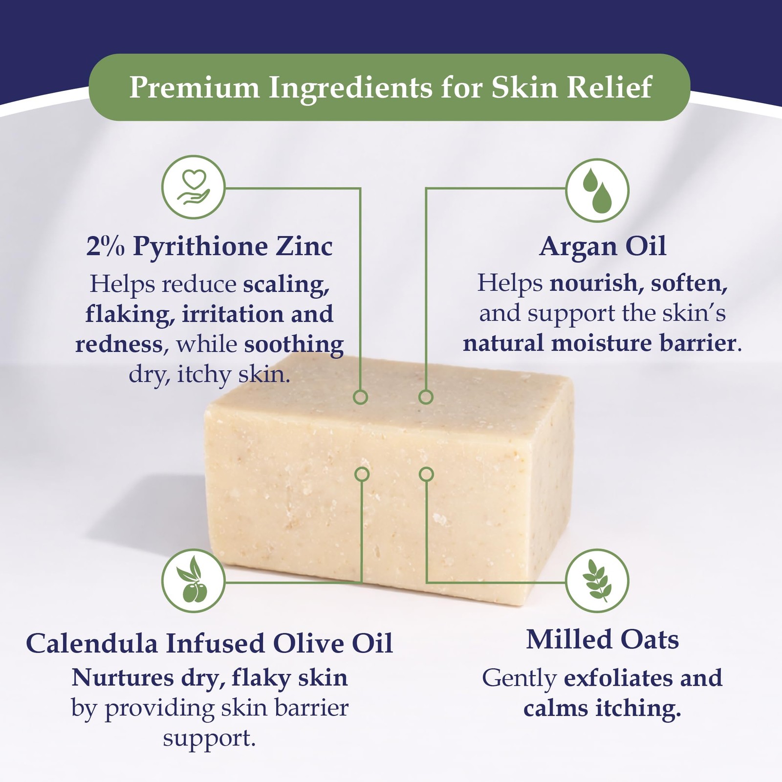 Bar Soap, Olive Oil and Argan Oil 2% Pyrithione (ZnP) for All Skin Types Incl…