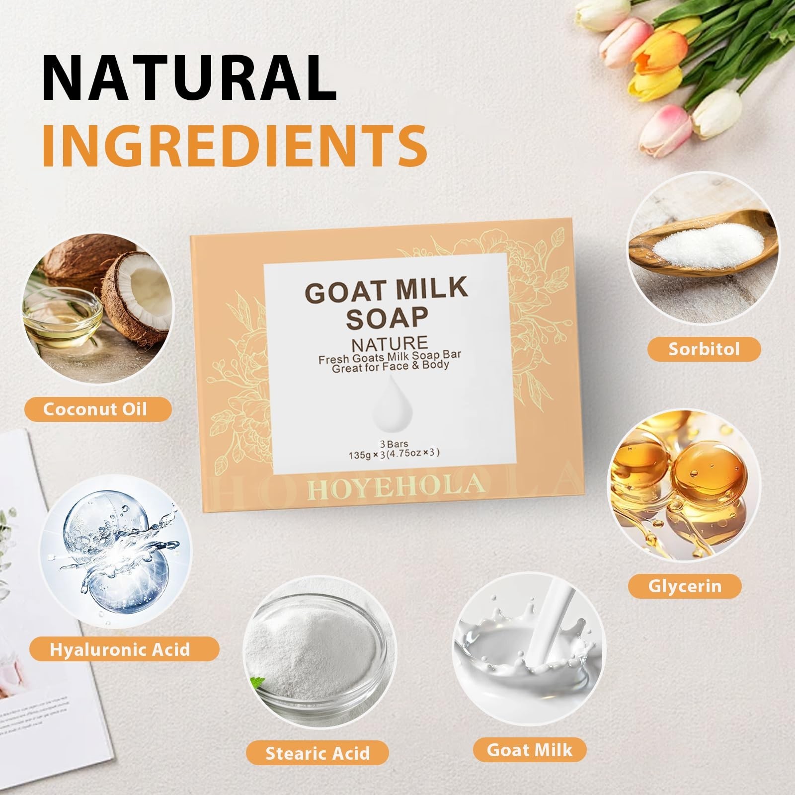 Goat Milk Soap Bar 3 Packs – Natural Moisturizing Soap Bar for Men Women All …