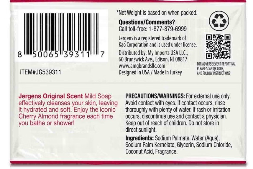 12 PACK- Jergens Mild Soap Original Cherry Almond Scent, 24 BARS – 3 Oz. (Each)