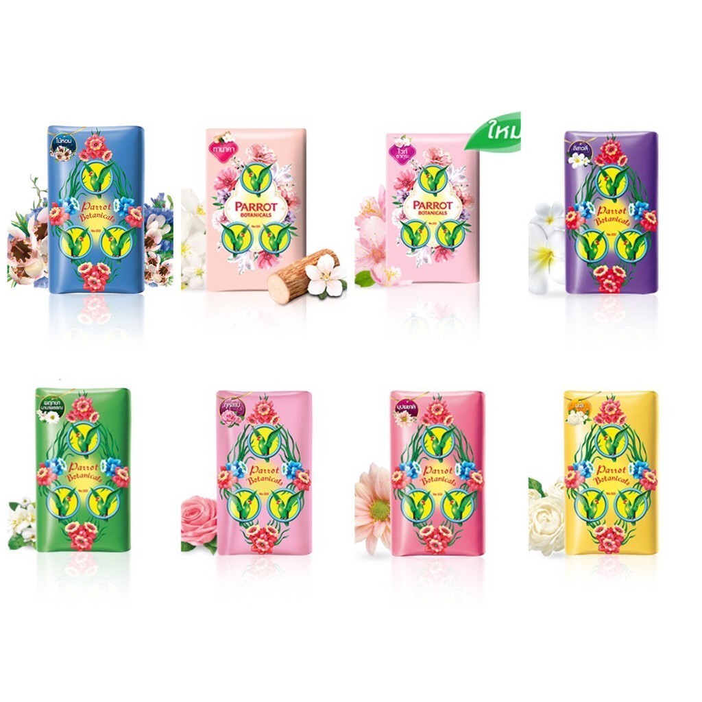 Parrot Thai Herbal soap Botanical Unique Botanical, assorted colors Pack 4 x 105